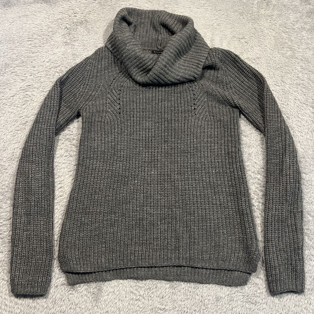 Staccato Sweater Cowl Neck Chunky Ribbed Knit Charcoal Gray Womens‎ Medium